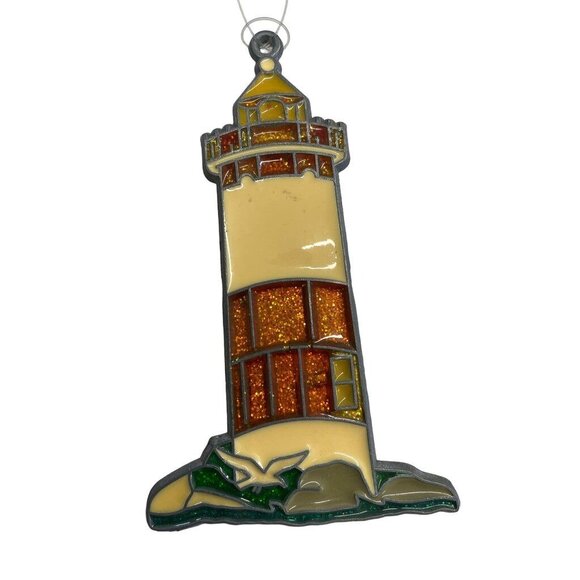 Vintage Stained Acrylic Suncatcher Lighthouse - Picture 1 of 4